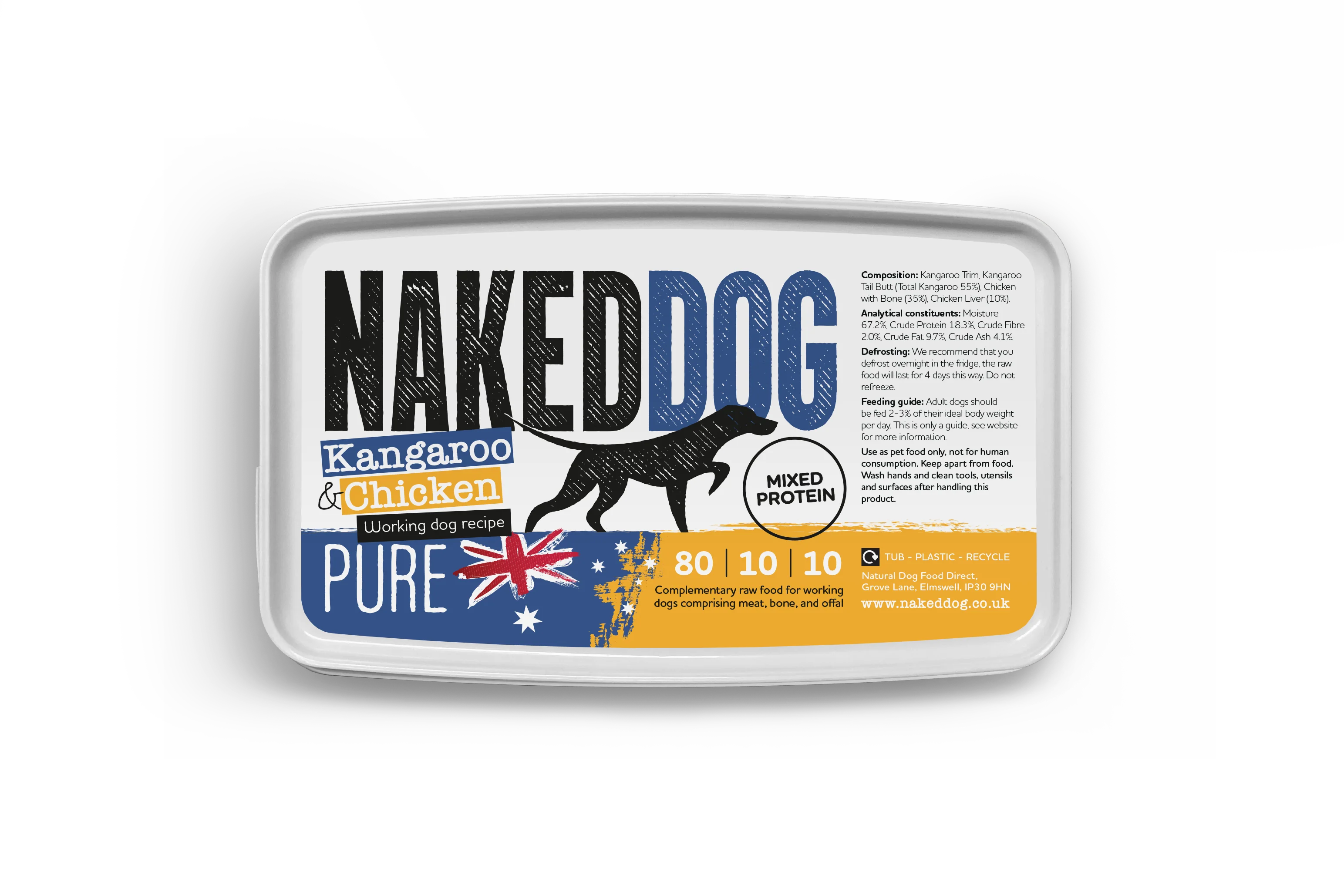 NAKEDDOG PURE 80/10/10 Kangaroo & Chicken 500g - Image 3